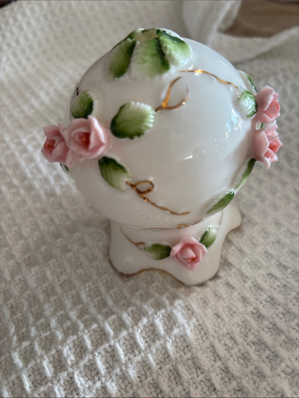 Vintage I Rice Japan Perfume Night Light Porcelain Applied Pink Flowers Roses